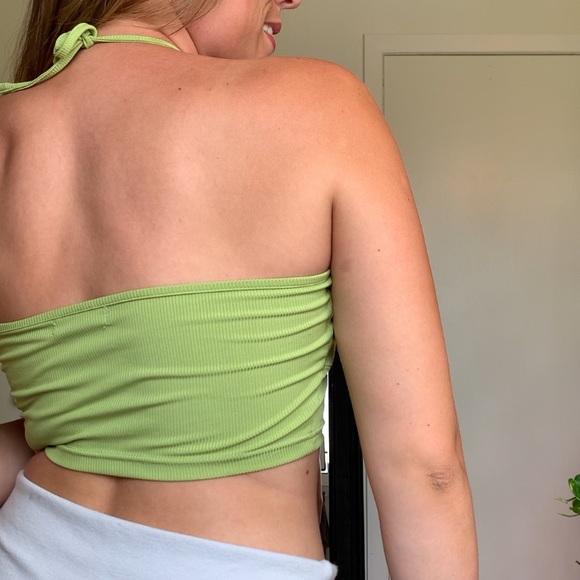 Green Cross Neck Crop Top - Shein - Festival Season - Picture 3 of 3
